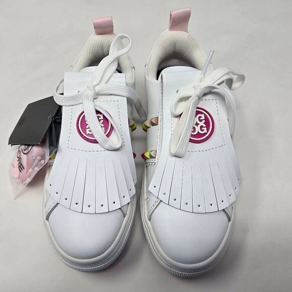 G/FORE KILTIE ROCK STUD DURF LIMITED EDITION GOLF SHOES WHITE PINK WOMENS 5 NEW - Picture 2 of 6